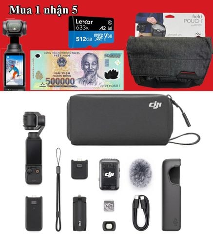 Combo đặc biệt: Máy quay DJI Osmo Pocket 3 Combo + Thẻ 512GB Pro 4K + Túi PD Chính hãng + Dán màn