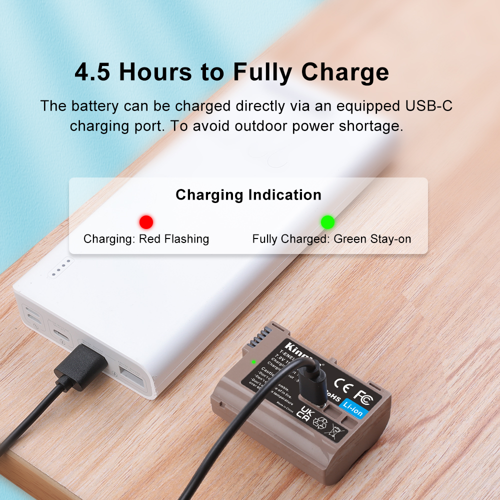Pin máy ảnh Kingma sạc trực tiếp Type-C for Nikon EN-EL15 , 1960mAh