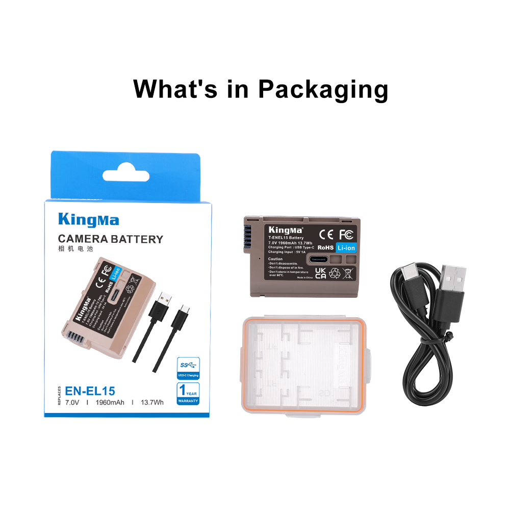 Pin máy ảnh Kingma sạc trực tiếp Type-C for Nikon EN-EL15 , 1960mAh