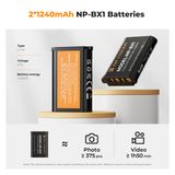 Bộ pin sạc K&F Concept NP-BX1 1240mAh (KF28.0044)