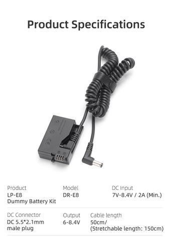 Giả Pin Dummy Battery Kingma for Canon DR LP-E8