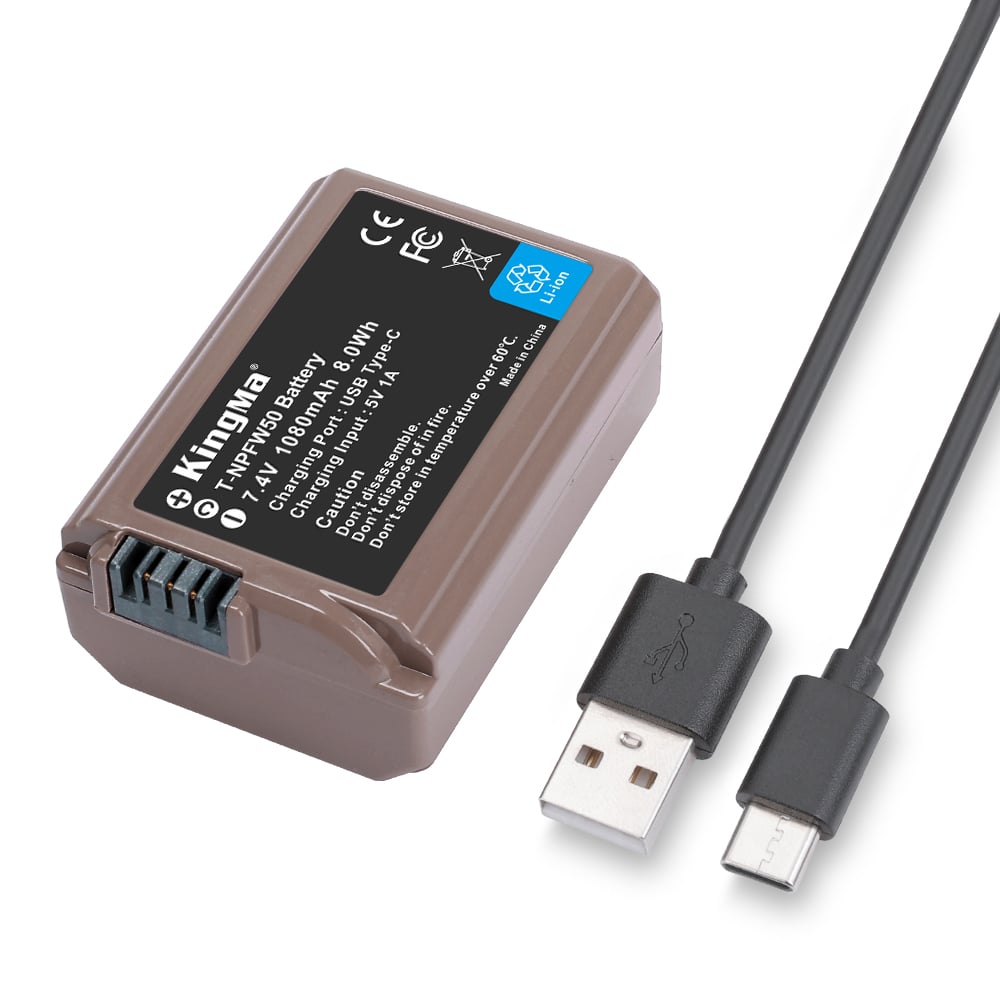 Pin máy ảnh Kingma sạc trực tiếp Type-C for Sony NP-FW50 , 1080mAh
