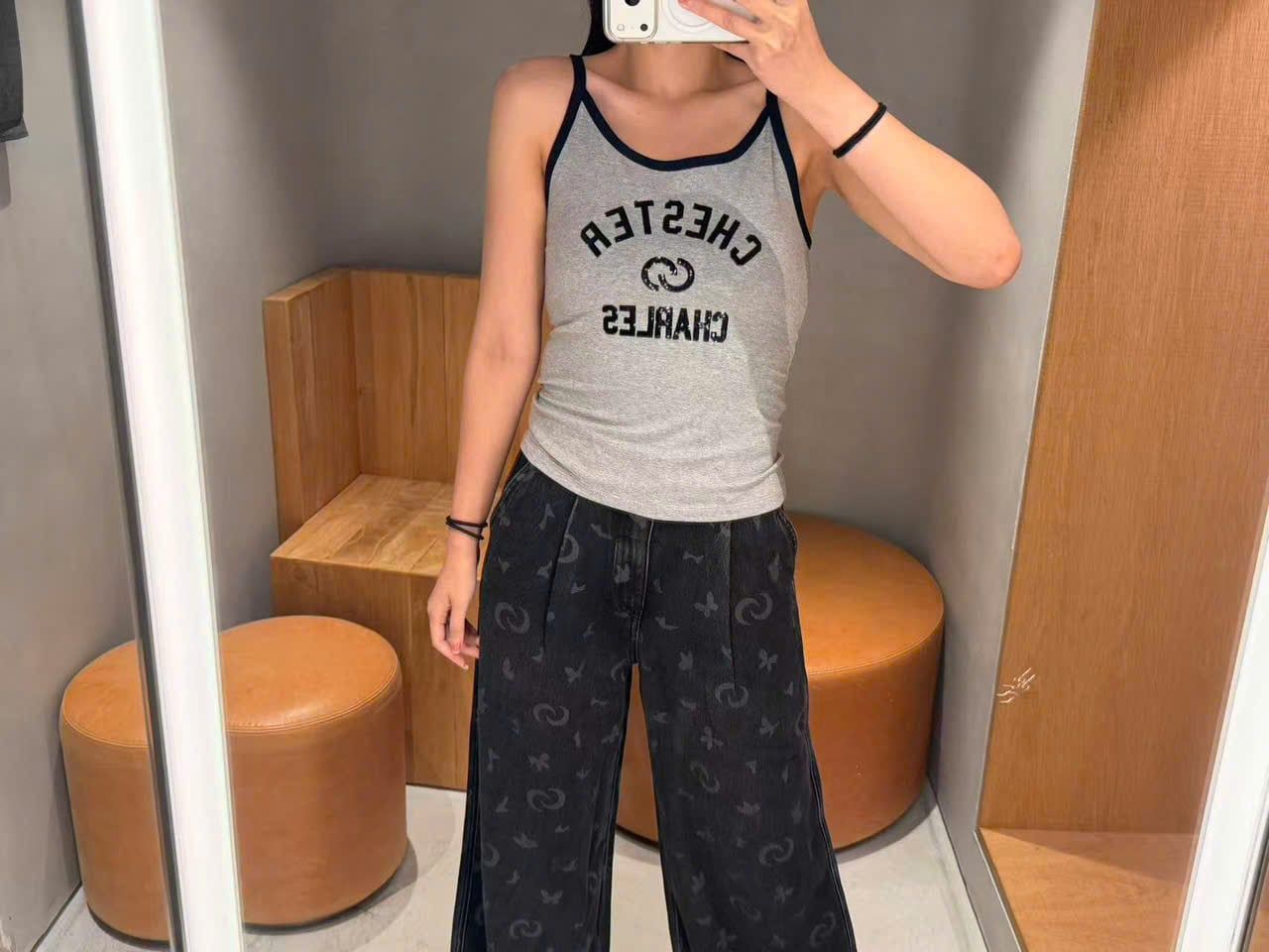  Áo Tanktop Xám viền đen Logo CC 