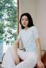  Áo CDG ngắn tay xanh pastel họa tiết chìm 