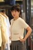  Áo CDG ngắn tay kem viền đỏ Burgundy 
