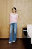  Áo CDG nữ cổ V kẻ sọc hồng trắng 