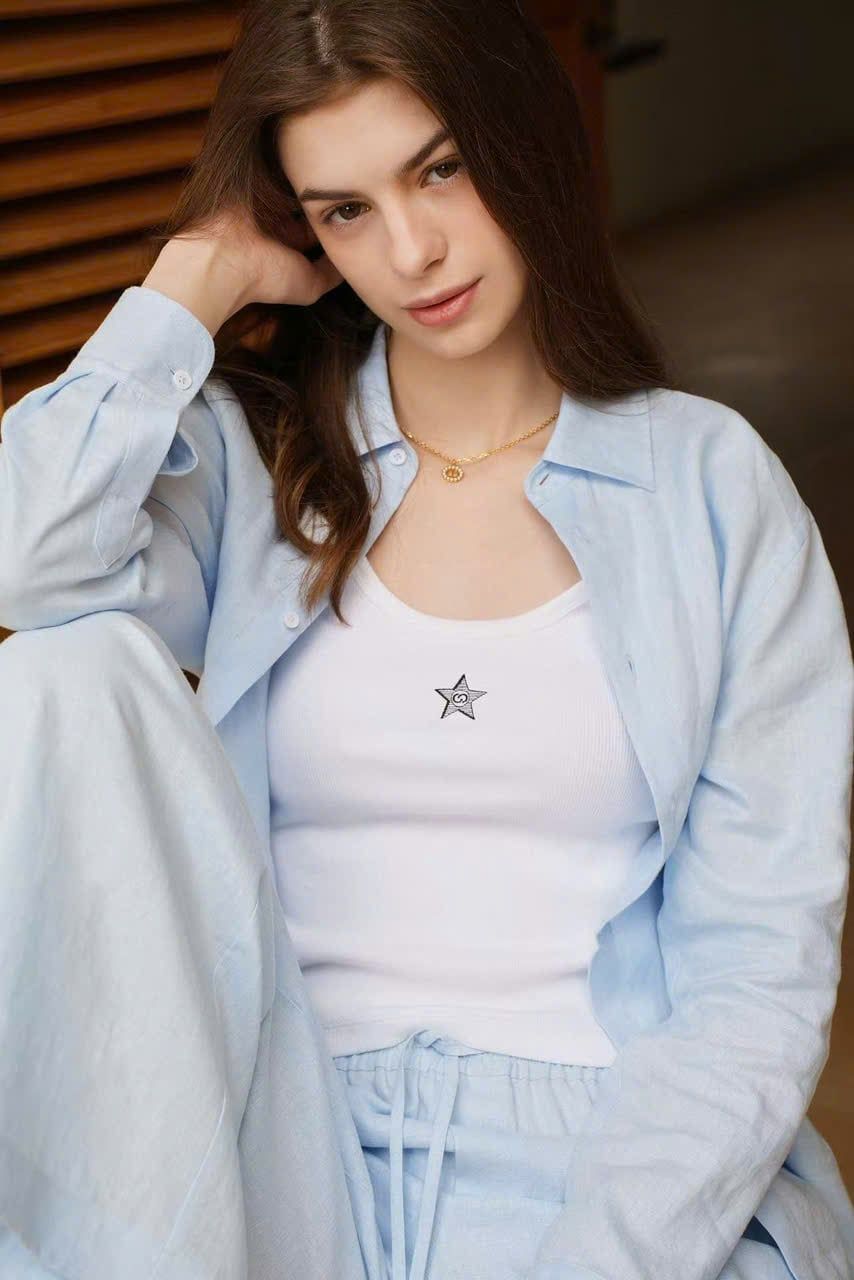  1.Quần dài xanh flax cạp chun dây rút (SET) 