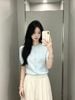  Áo CDG ngắn tay xanh pastel họa tiết chìm 