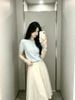  Áo CDG ngắn tay xanh pastel họa tiết chìm 