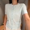  Áo CDG ngắn tay xanh pastel họa tiết chìm 
