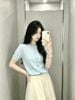  Áo CDG ngắn tay xanh pastel họa tiết chìm 