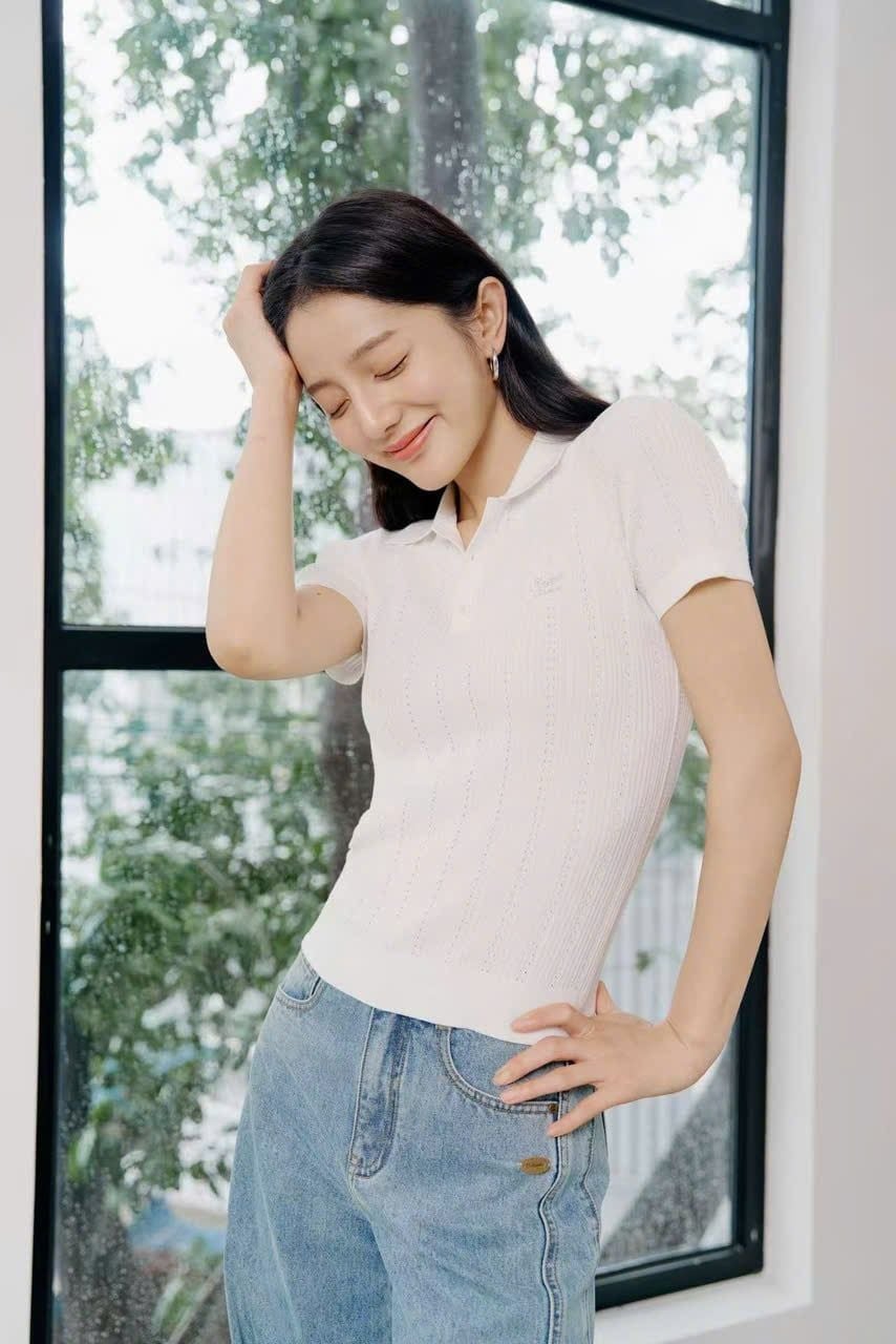  Áo Polo Trắng gân nổi 