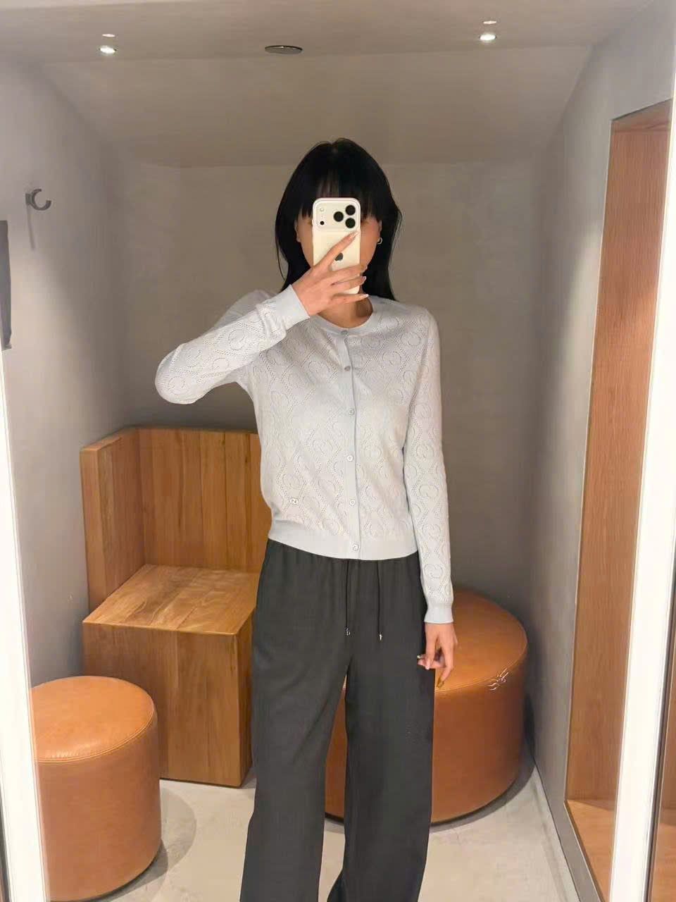  Áo CDG xanh Monogram cổ tròn 