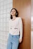  Áo CDG trắng cổ tròn dệt họa tiết – Cotton pha Silk 
