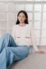  Áo CDG trắng cổ tròn dệt họa tiết – Cotton pha Silk 