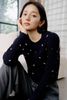  Áo CDG cổ tròn xanh Navy hoa nhí 