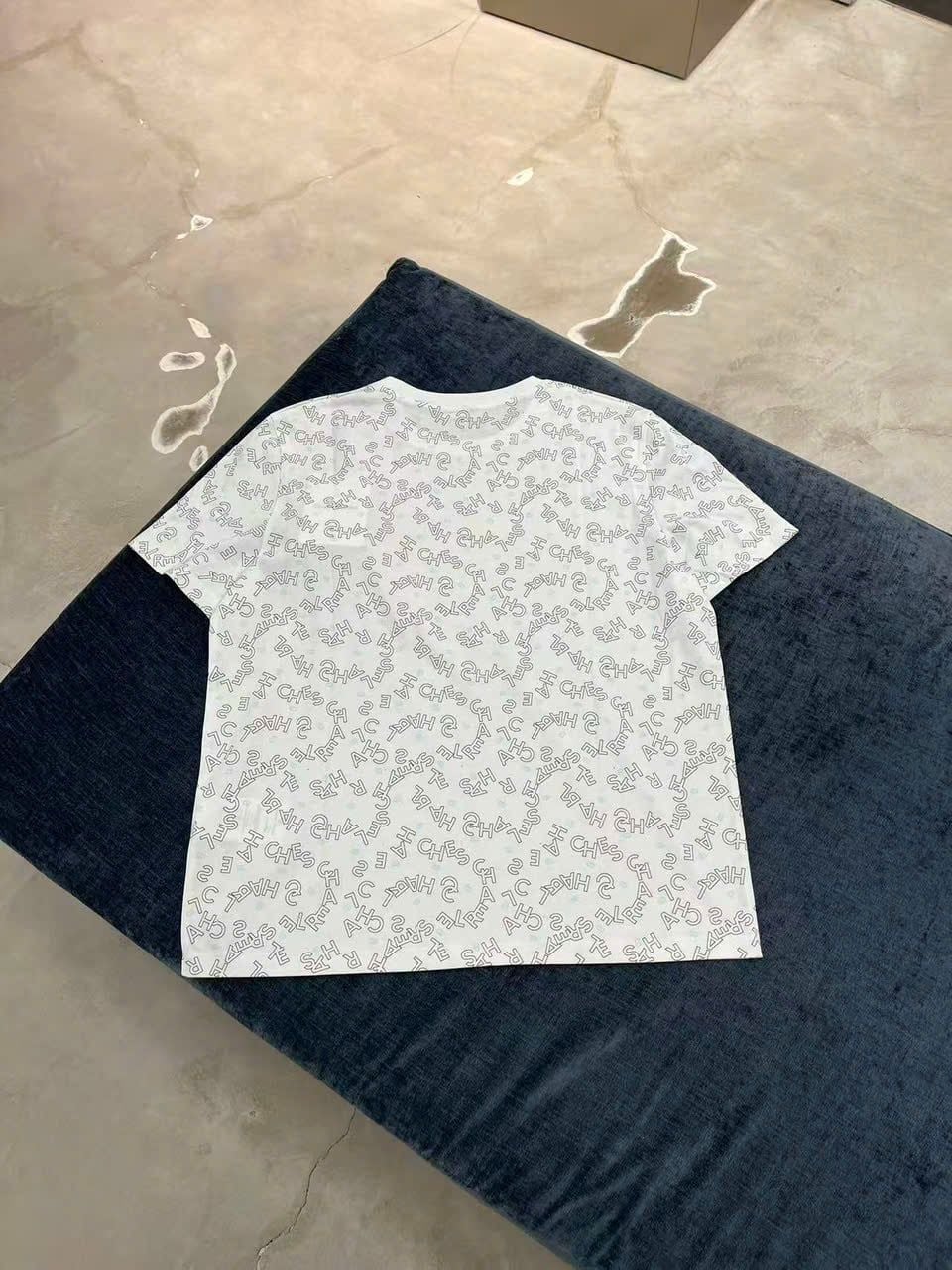  Áo thun trắng cotton Chữ in chìm 