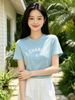  Áo phông xanh, logo gấu dưới chữ CC đính đá 