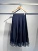  1.Chân váy lụa tơ tằm xếp ly màu navy đậm 