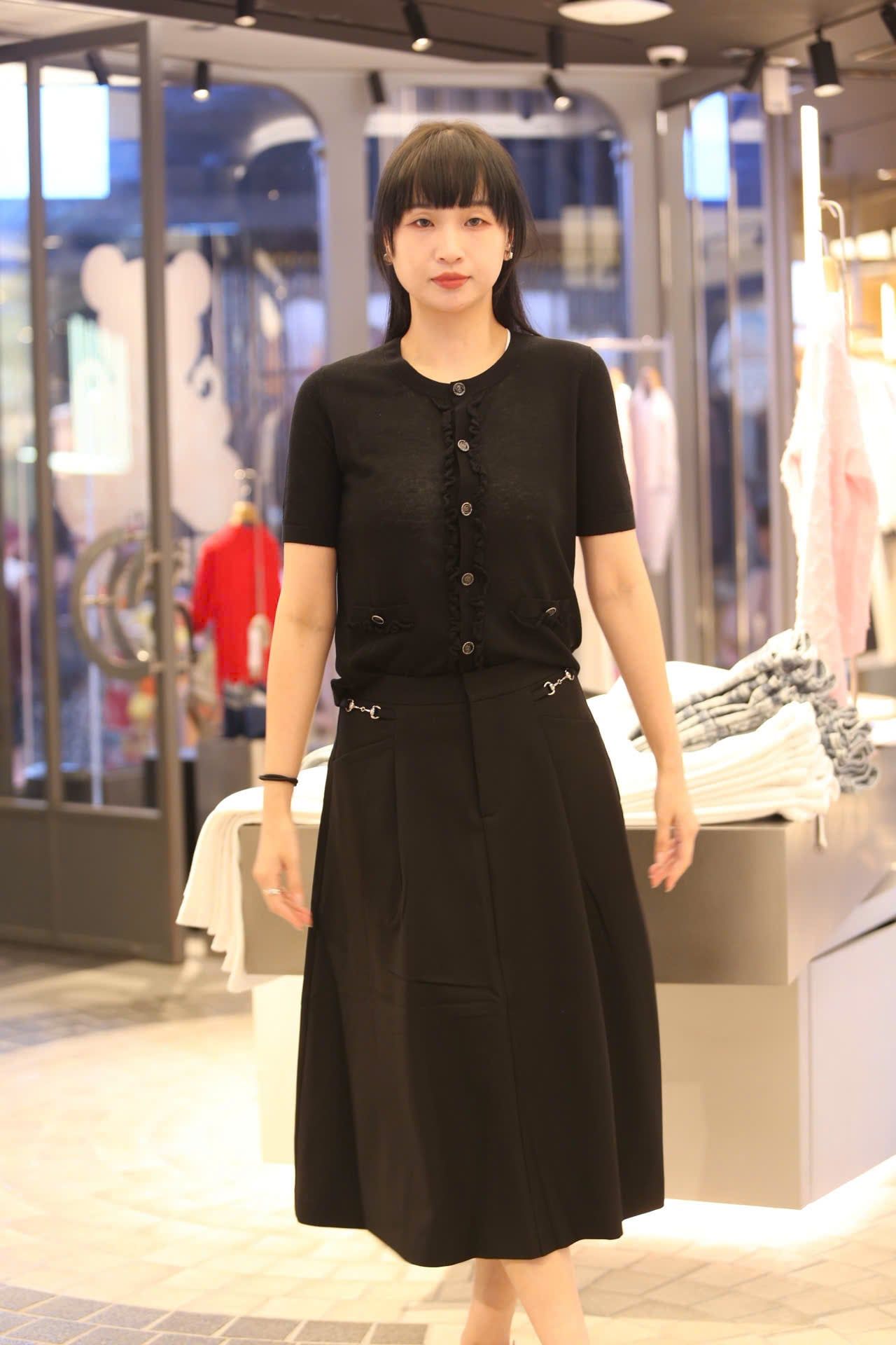  Áo Cardigan Ngắn Tay Đen Phối Viền Bèo 