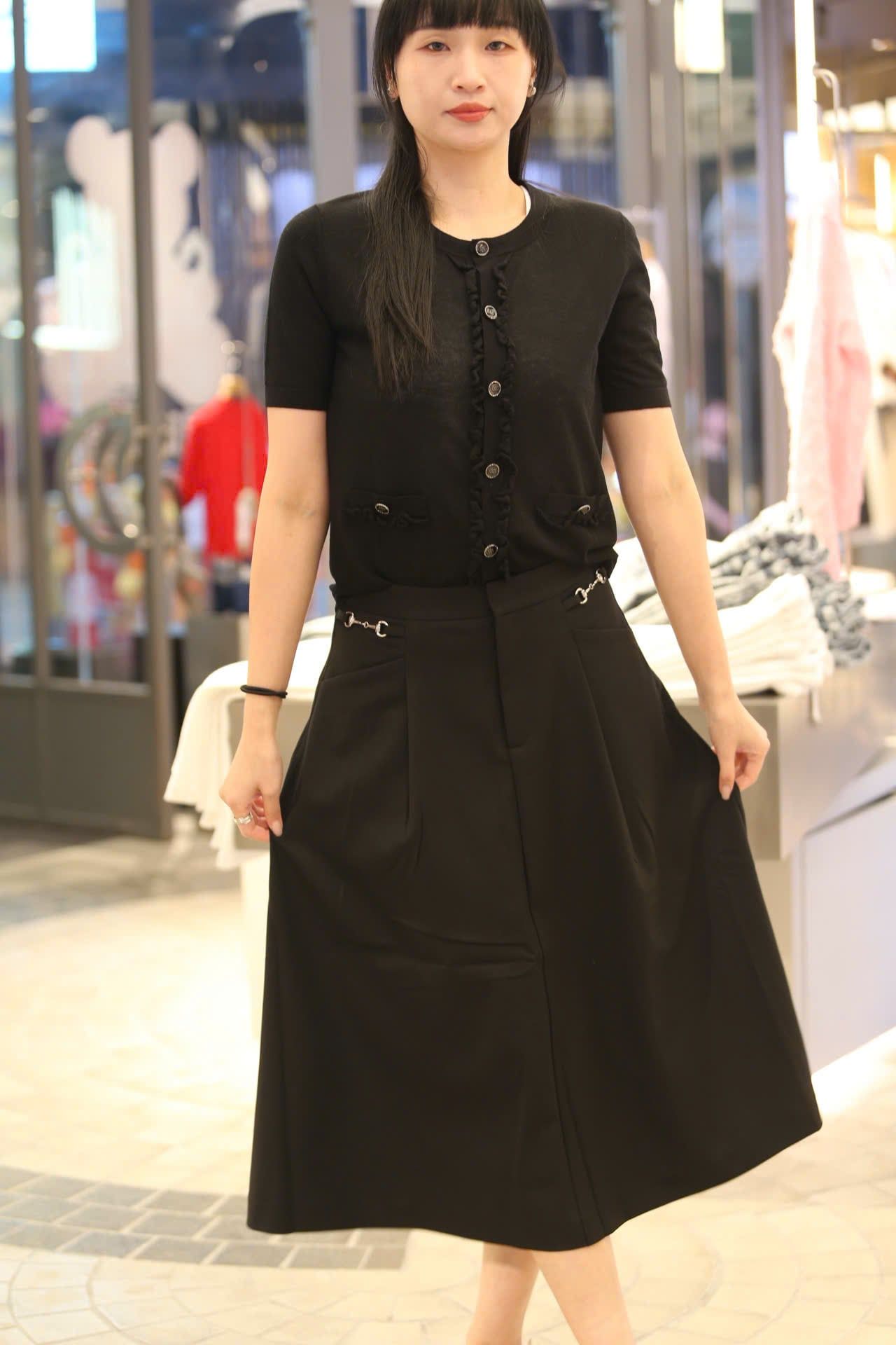  Áo Cardigan Ngắn Tay Đen Phối Viền Bèo 