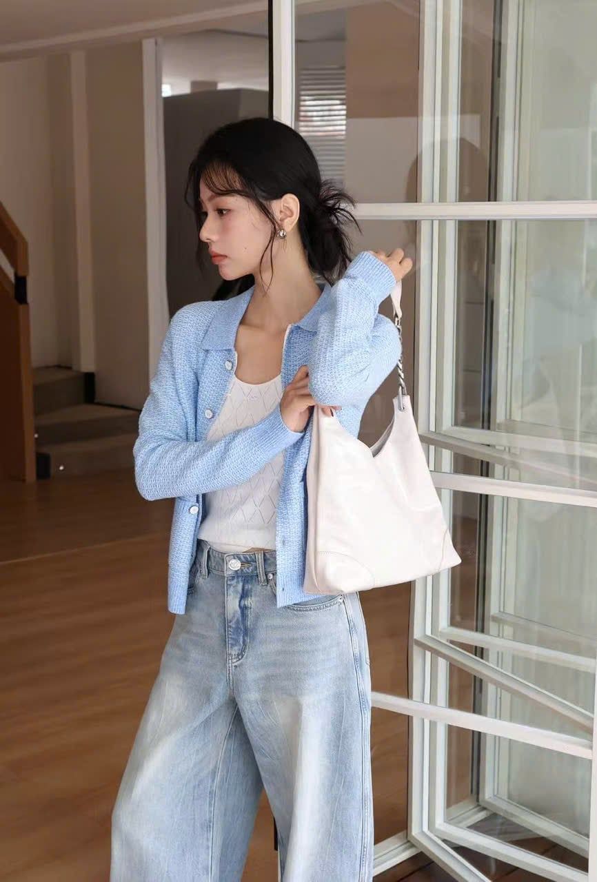  Áo Cardigan Xanh Baby Dệt Texture Chester Charles 
