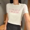  Áo dệt kim trắng chữ hồng ADORE 