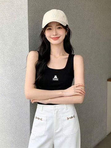  Áo Ba Lỗ Đen - Gấu Trắng Trên Chữ 
