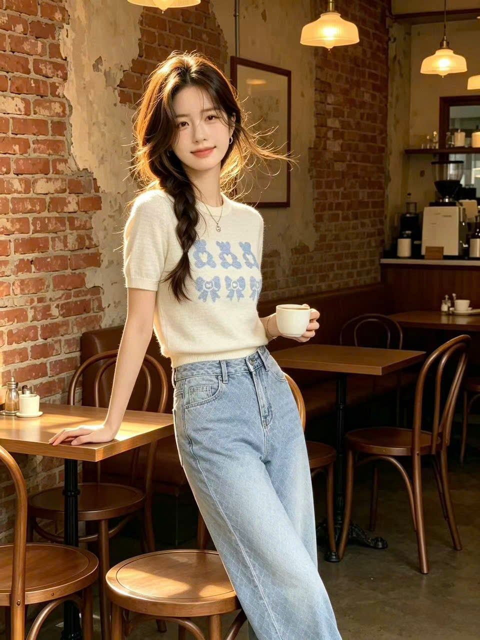 Áo dệt kim Gấu Nơ Xanh 