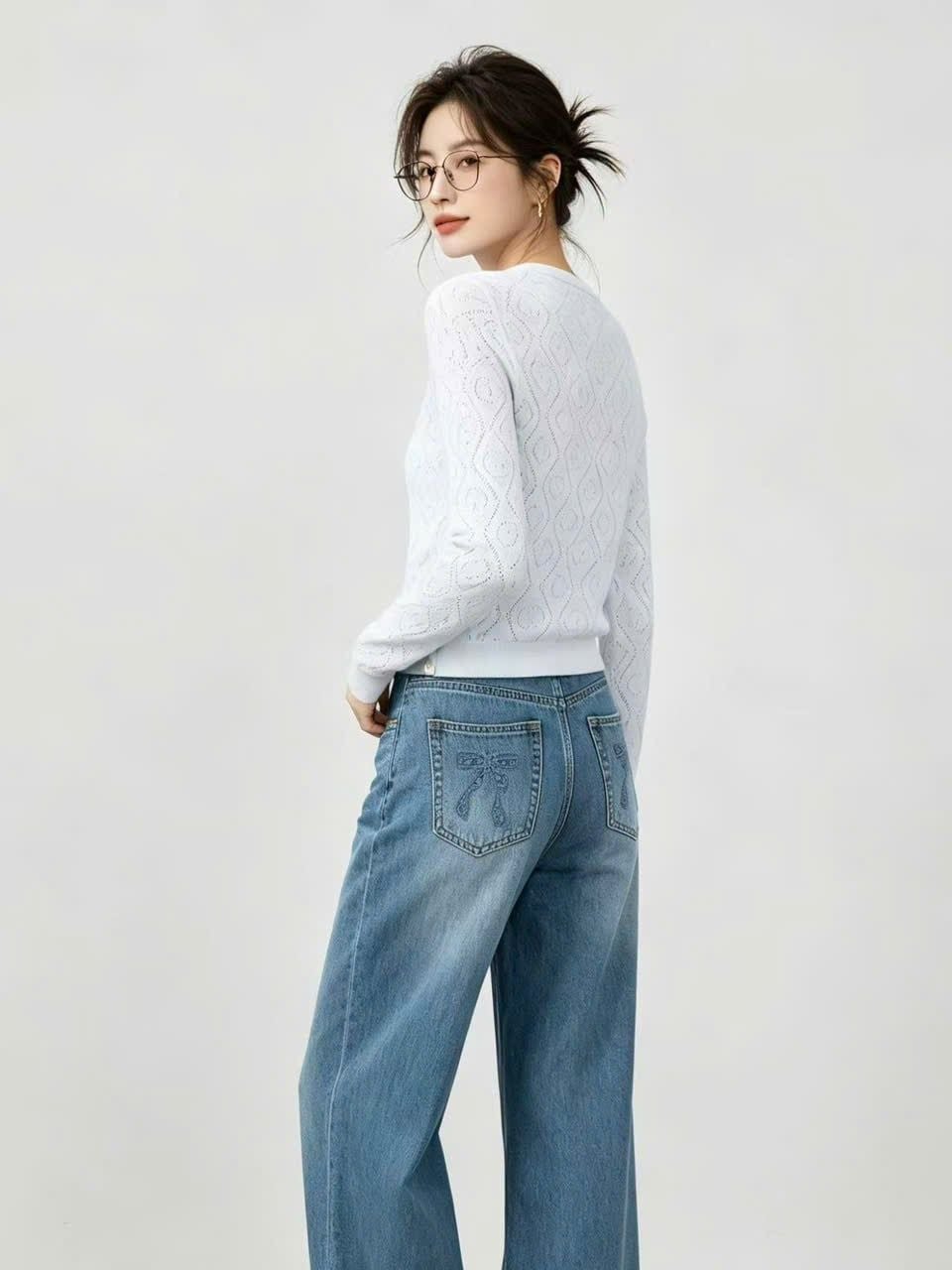  Áo CDG xanh Monogram cổ tròn 