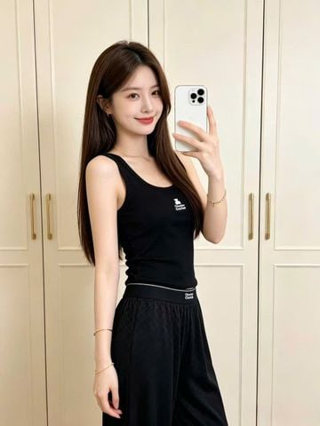  Áo Ba Lỗ Đen - Gấu Trắng Trên Chữ 