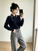  Áo Polo Navy Cashmere Cổ Sọc Tay Dài 