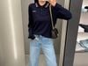  Áo Polo Navy Cashmere Cổ Sọc Tay Dài 