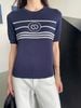  Áo Ngắn Tay Xanh Navy Kẻ Sọc Logo Chester Charles 