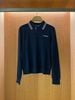  Áo Polo Navy Cashmere Cổ Sọc Tay Dài 