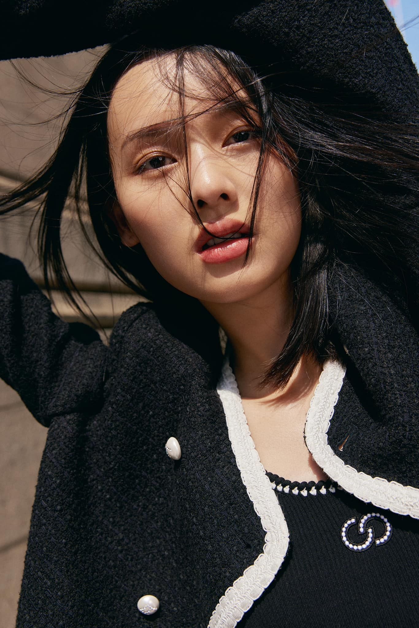  Dạ twed vạt chéo 