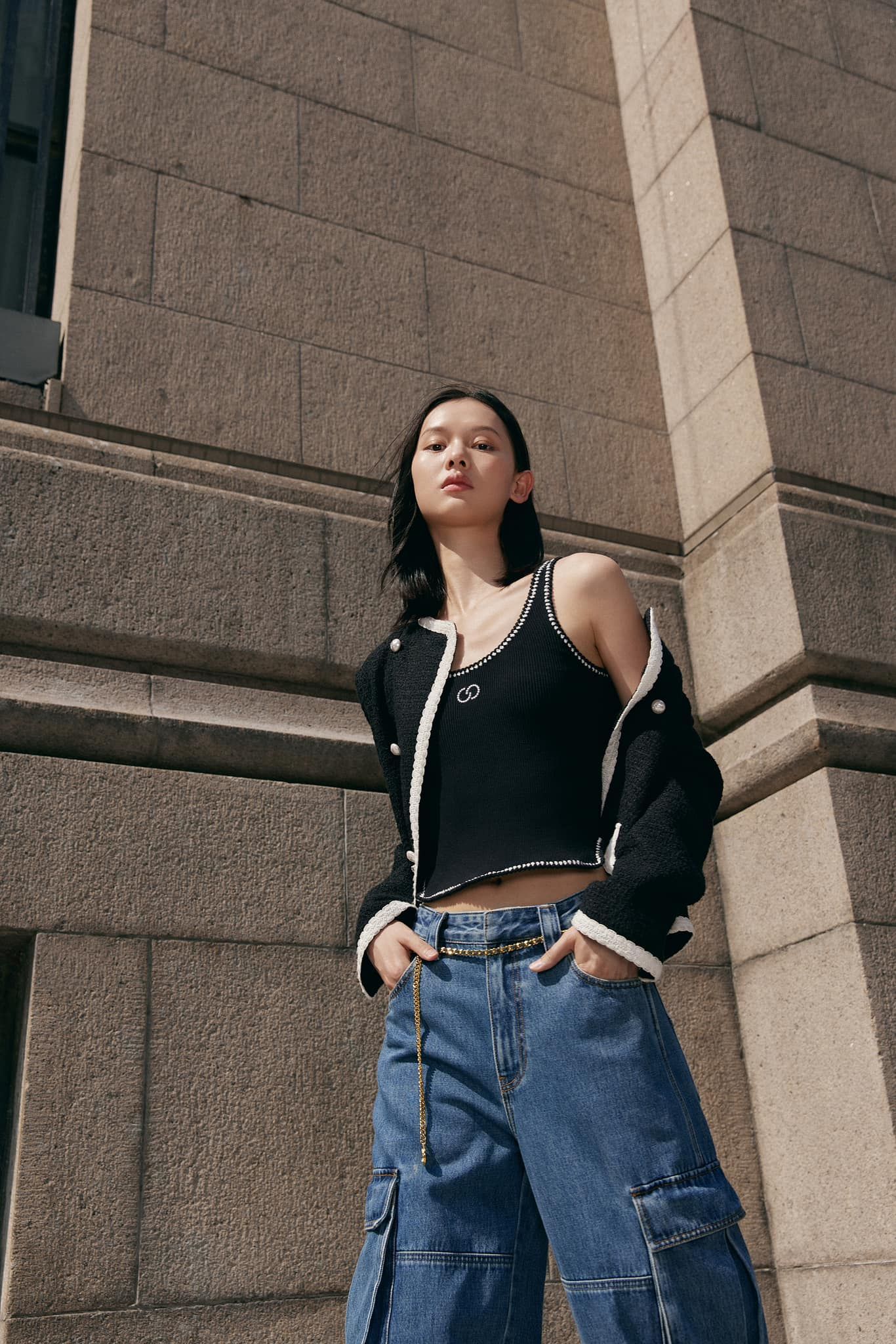  Dạ twed vạt chéo 