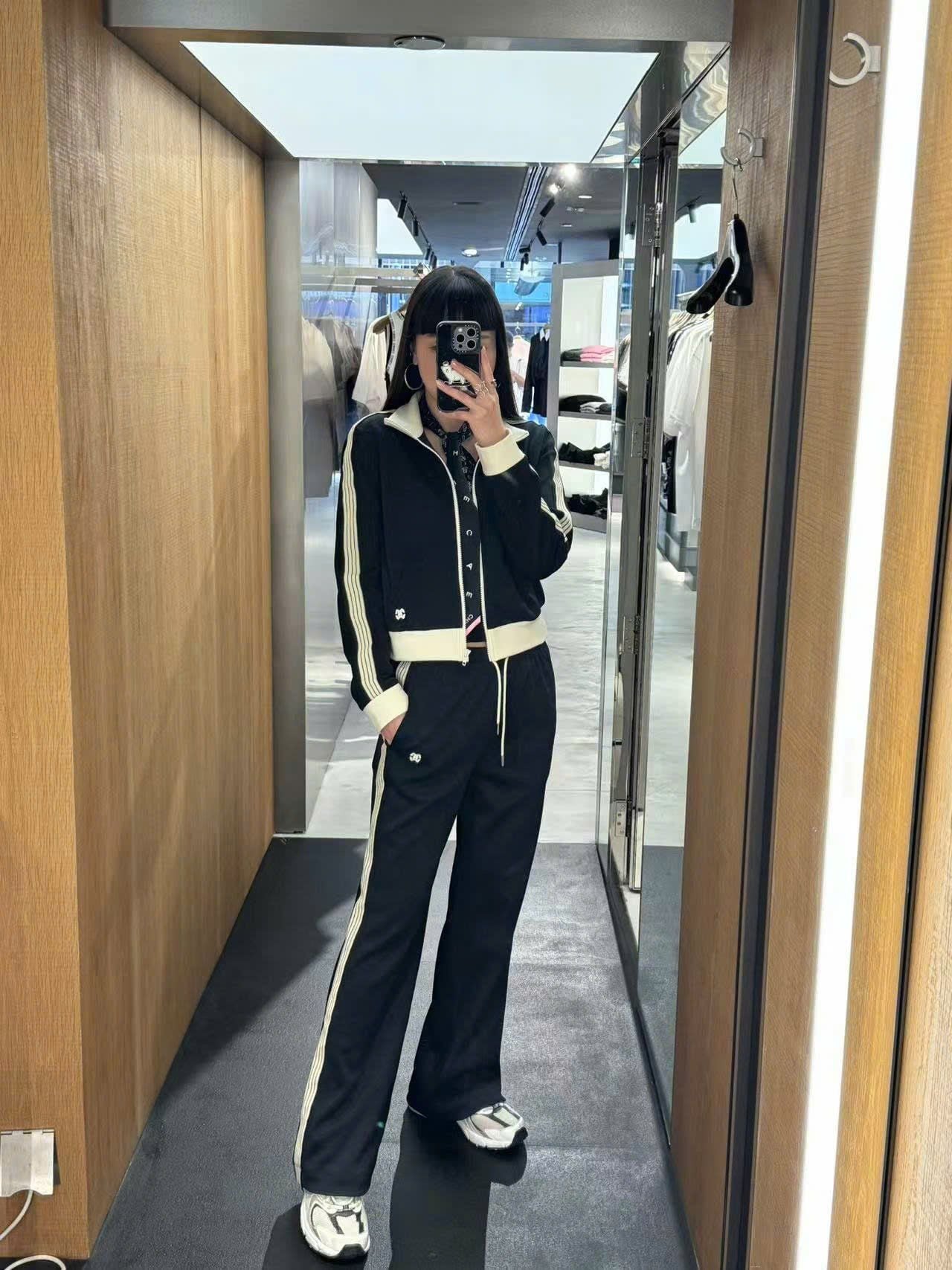  Bộ Áo khoác nỉ - 3 sọc và quần nỉ đen sọc trắng set 