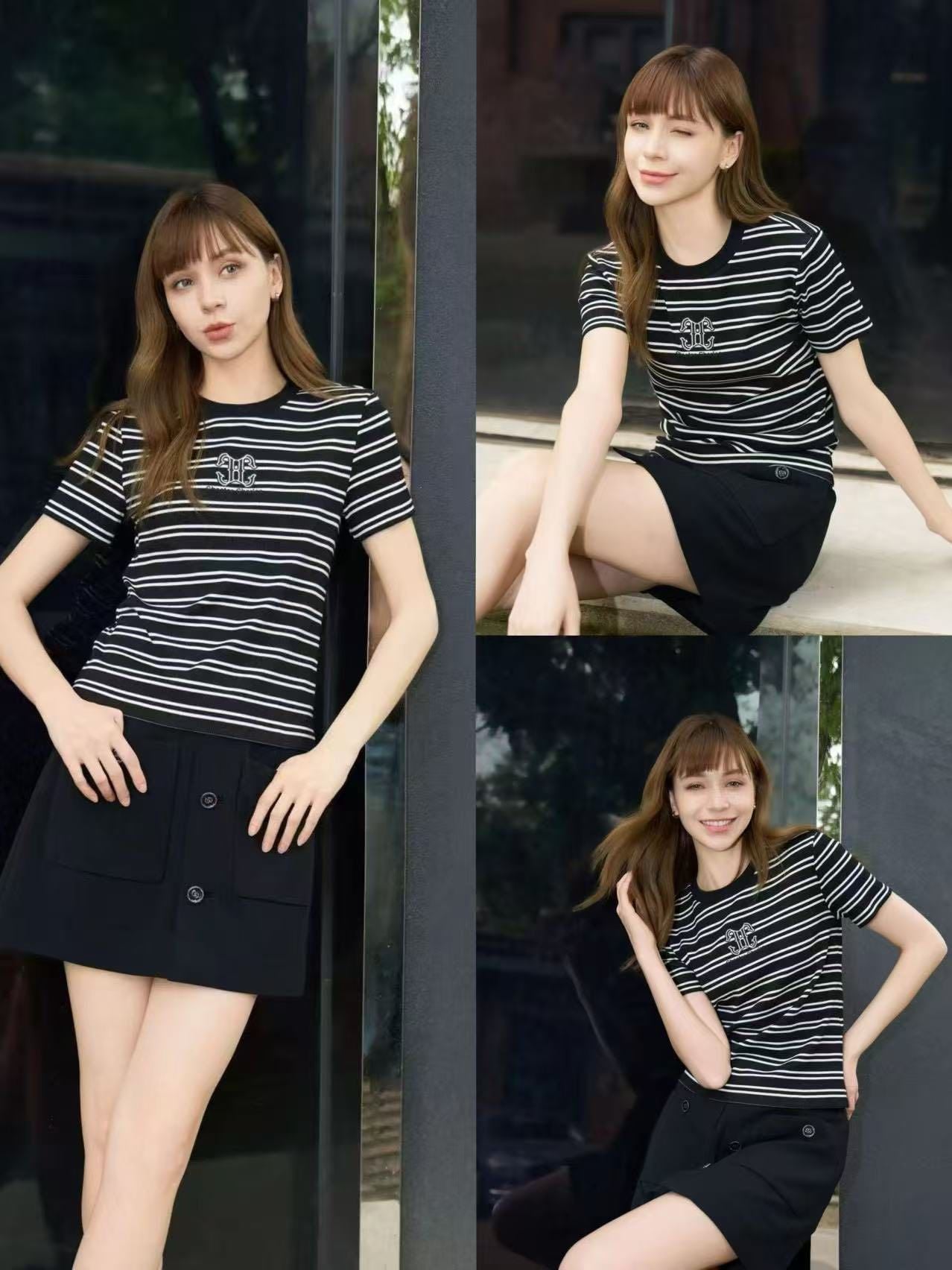  Áo kẻ đen trắng 