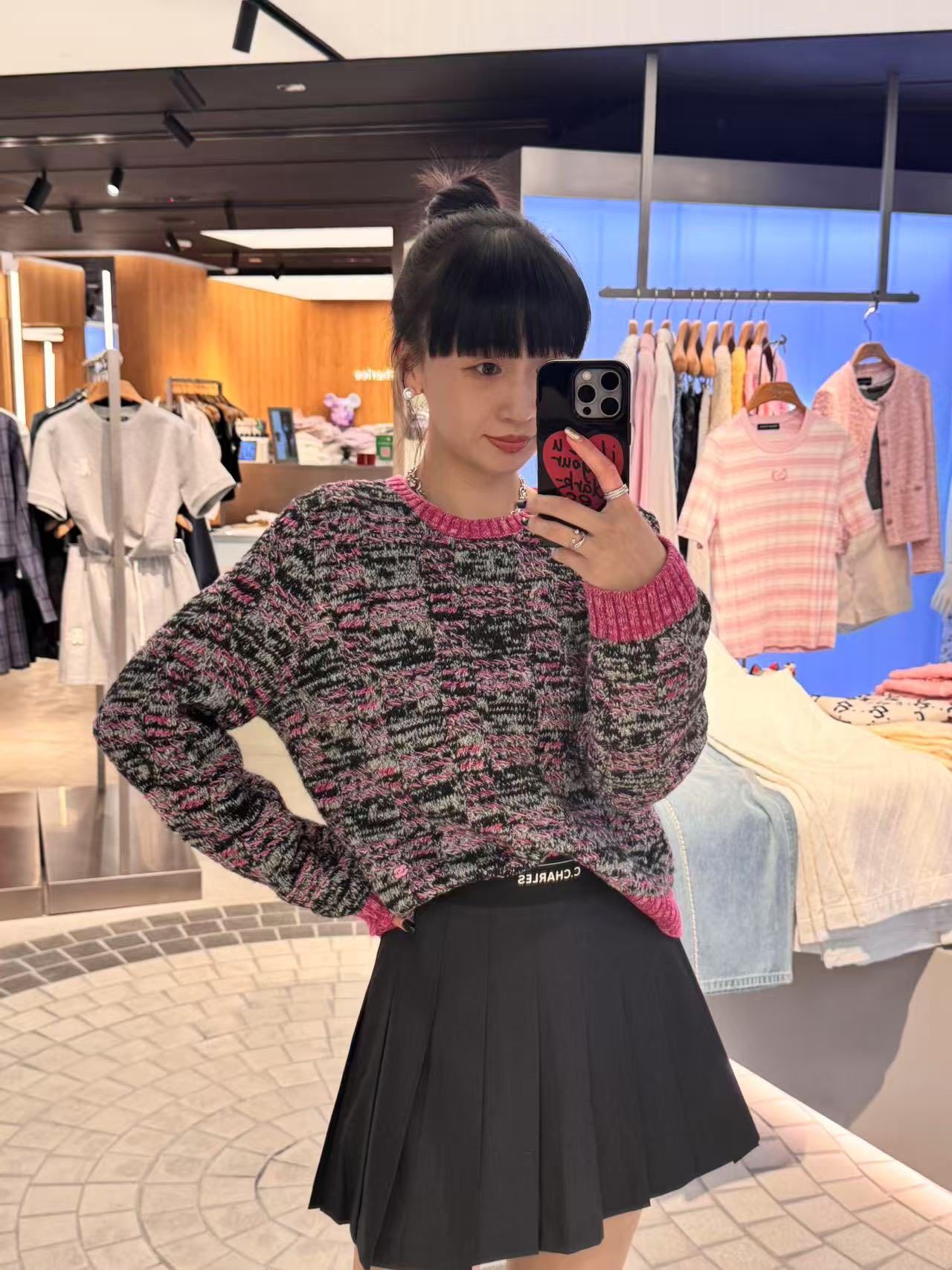  Áo CDG muối tiêu viền hồng 