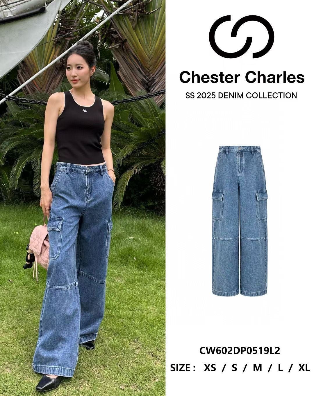  Quần jean túi hộp xanh đậm 