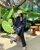  Bộ Áo sơ mi và quần vải cạp chun - Navy logo trắng set 