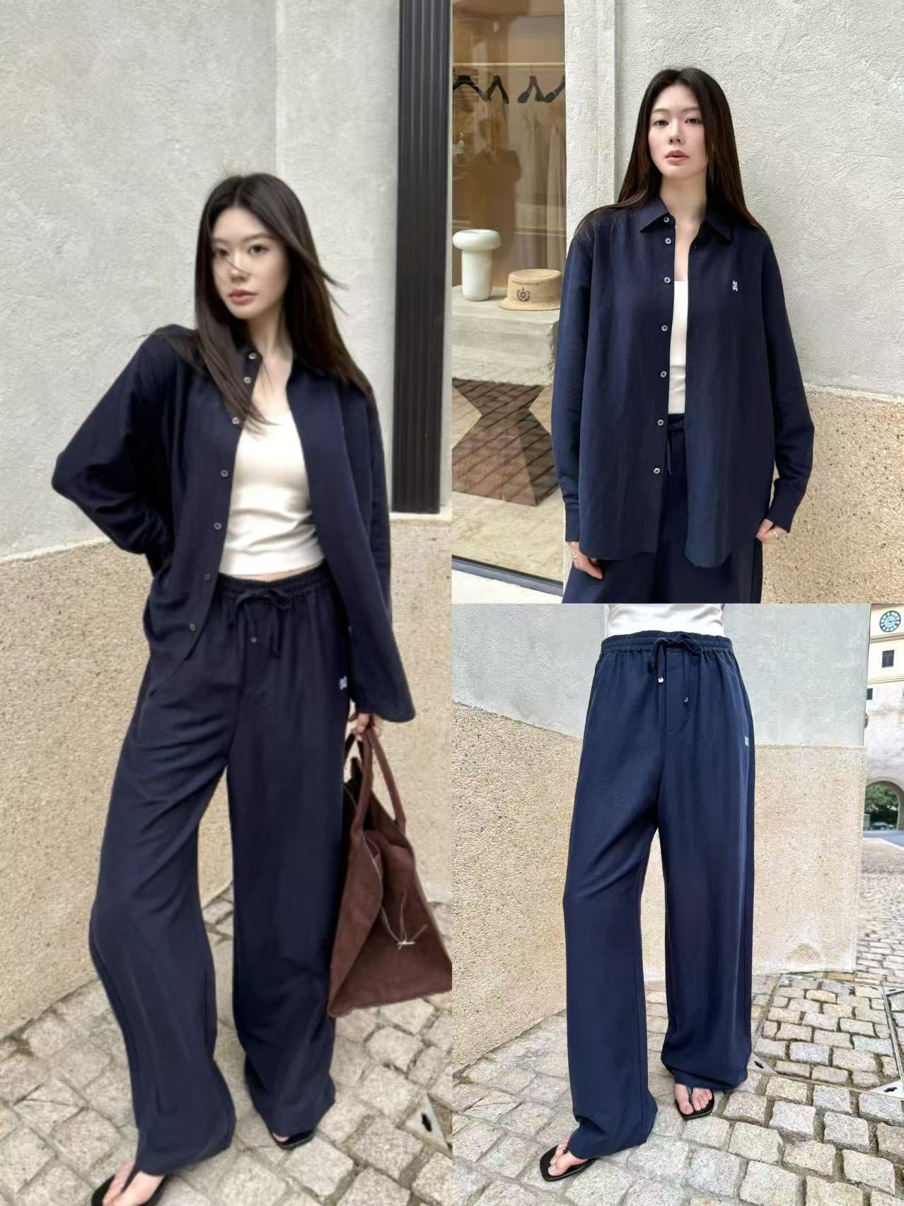  Quần Navy cạp chun - logo trắng 