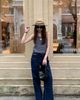  Áo tanktop xám viền bèo - logo trắng 