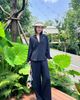  Bộ Áo sơ mi và quần vải cạp chun - Navy logo trắng set 