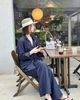  Bộ Áo sơ mi và quần vải cạp chun - Navy logo trắng set 
