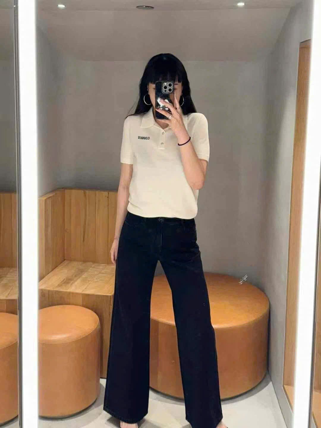  Quần jean đen hoa trà 