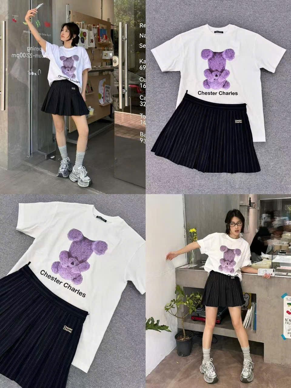  Áo phông trắng gấu tím 