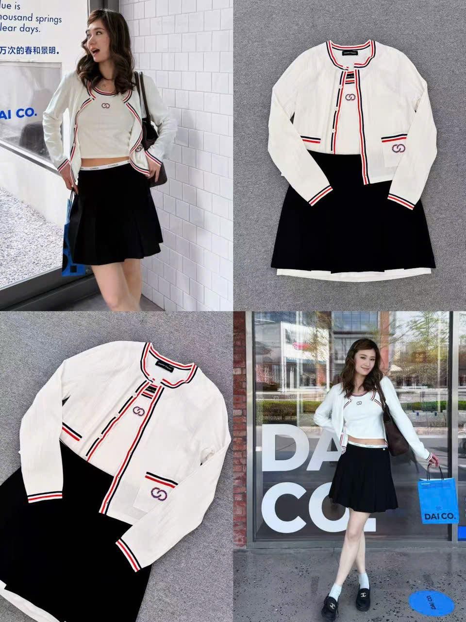  CDG viền kẻ xanh đỏ - logo đá 