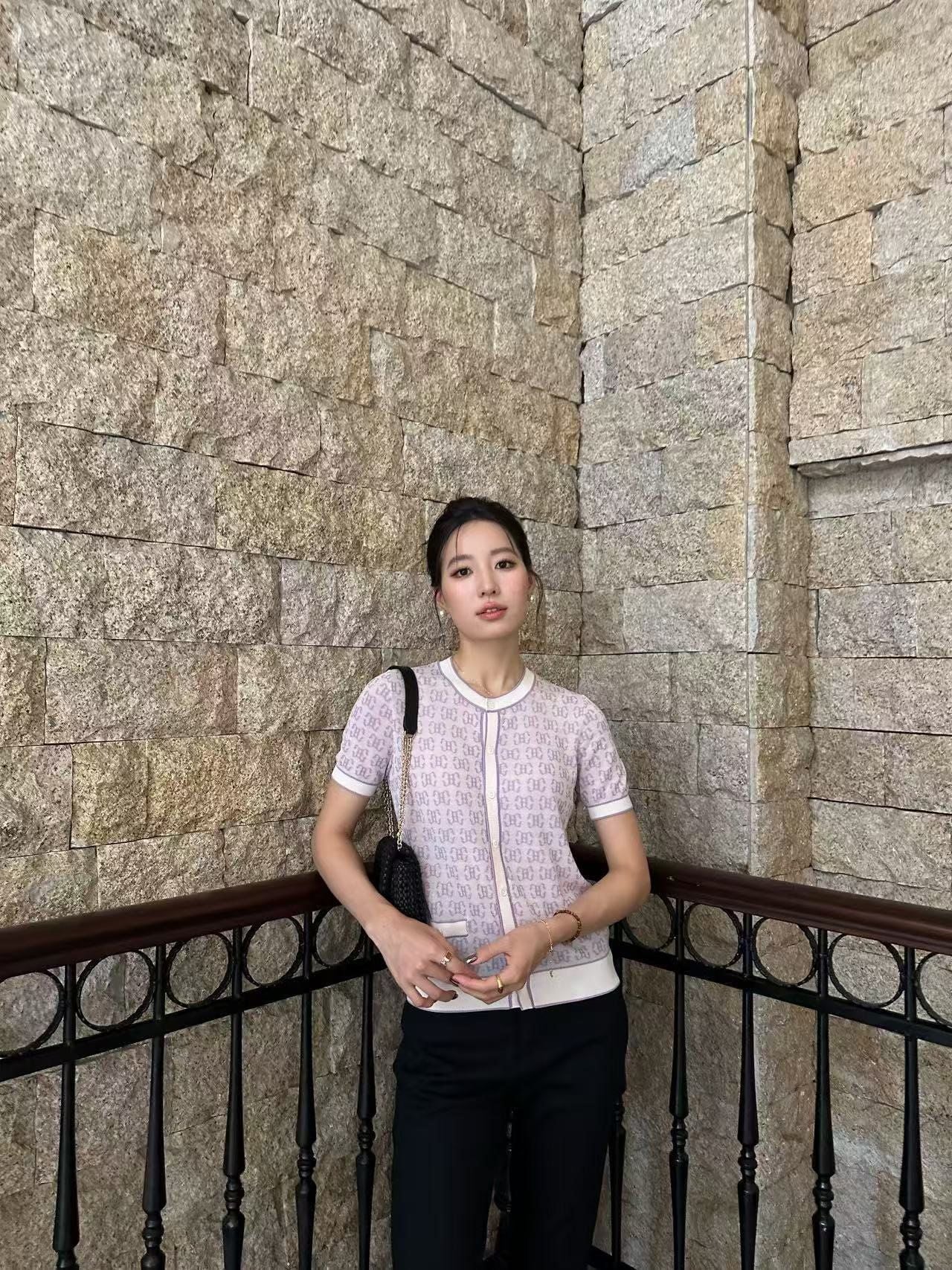  Áo CDG ngắn tay tím viền trắng full logo 